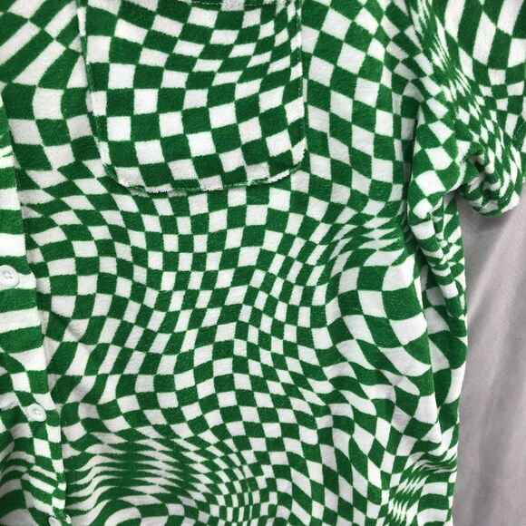 New Green White Checkered Short Sleeve Button Up Shirt Size 3X Women Rue 21 - Picture 3 of 12